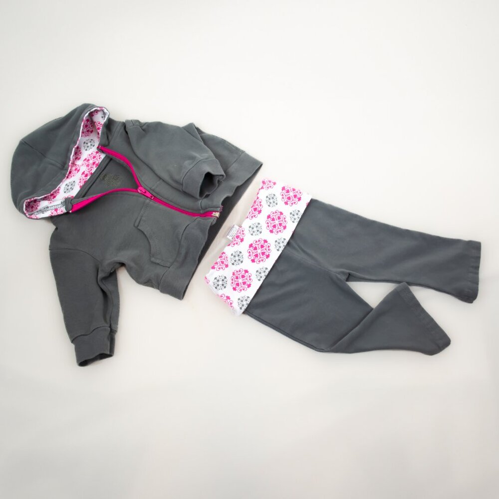 Yoga Sprout - Zip Up Grey Jacket & Sweats Set